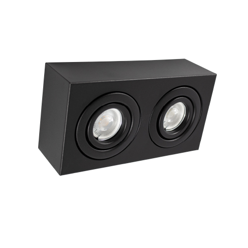 Plafón cardánico para 2 dicroicas GU10 negro texturado 25,5x13x4x10cm